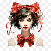 国际蝴蝶结日-国际蝴蝶结日女孩红色蝴蝶结时尚魅力
