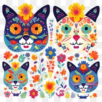 亡灵节-亡灵节亡灵节猫头骨猫头骨