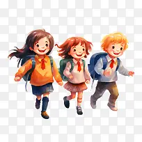 国际步行上学日国际步行上学日步行去学校日儿童书包