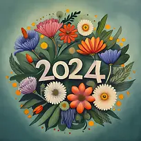 2024年新年快乐-手绘