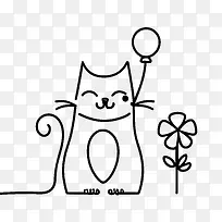 手绘猫-手绘猫猫花气球俏皮