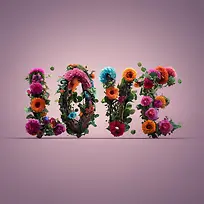爱-爱爱​​花卉刻字排列