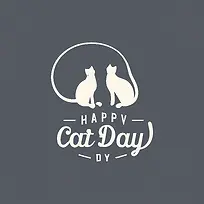 全球猫日-全球猫日猫快乐猫日标志设计白猫