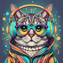 全球猫日-全球猫日猫音乐耳机多彩