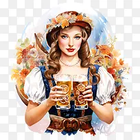 慕尼黑啤酒节-慕尼黑啤酒节德国女孩啤酒慕尼黑啤酒节啤酒杯