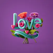 爱艺术字-束鲜花