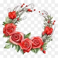 玫瑰花环-红玫瑰