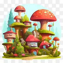 蘑菇屋-蘑菇屋蘑菇卡通奇幻房子