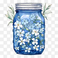 全国玻璃瓶日-水彩花