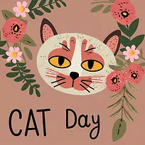 全球猫日-全球猫日猫日花花环