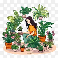 室内植物欣赏日-室内植物欣赏日女性室内植物盆栽家居装饰