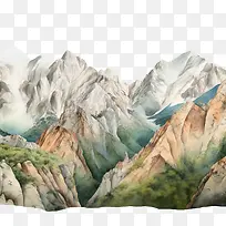 山林-山林山水彩风景自然