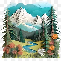 山林-山林山溪森林野花