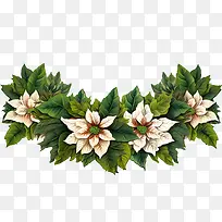 一品红花边框-一品红花边框一品红绿叶白花花环