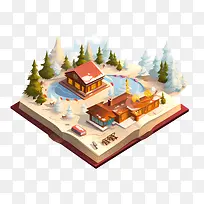 圣诞书-圣诞书小屋小屋冬天的雪