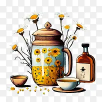 洋甘菊茶-洋甘菊茶茶雏菊马克杯花瓶