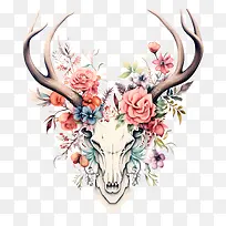 鹿角和花朵-鹿角和花朵鹿头花鹿角插花
