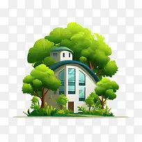 生态屋-生态屋绿树景观