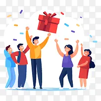 生日聚会——集体用蛋糕,演讲和装饰品庆祝生日；欢乐的气氛