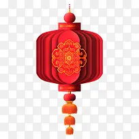 红灯笼-龙和莲花的节日中国灯笼