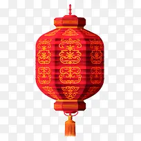 中国灯笼-红色和金色流苏中国灯笼
