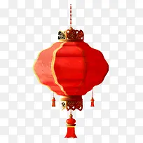 红灯笼-带有复杂设计和流苏的红灯笼,带有吊灯的昏暗房间