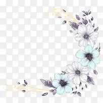 花卉设计-白色和蓝色花朵的花环设计