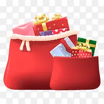 红麻袋-喜庆的红麻袋,里面装着五颜六色的礼物