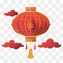 中国灯笼-紫色天空中的中国灯笼,象征着幸运