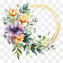 花环—黑色背景上的彩色花环,详细