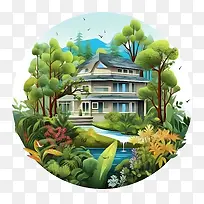 生态屋-生态屋森林树木自然