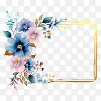 蓝色花框-蓝色花框,黄铜花,金色口音