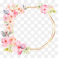 粉色和白色的花朵-带有粉色和白色花朵的圆形花环