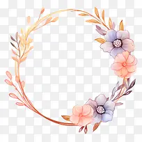 花环-带有波浪状花瓣和叶子的花环