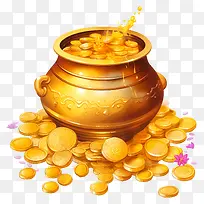 金罐-装满闪亮金币的金罐