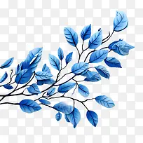 蓝色的叶子-蓝色的叶子花朵叶子树枝蓝色