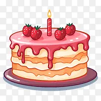 生日蛋糕-生日蛋糕配草莓糖霜和蜡烛