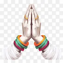 多样性——手戴彩色手镯祈祷；庆祝多样性
