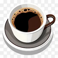 咖啡—茶碟上有泡沫和污渍的咖啡杯