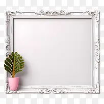 白色框架-带木边框的白色框架容纳盆栽植物