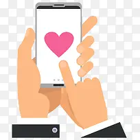 智能手机—穿着黑色西装的男人在iphone上抱着心