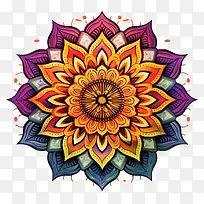 曼陀罗设计-色彩缤纷的曼陀罗设计,带有复杂的花瓣图案
