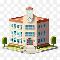 钟楼-带钟楼,红色屋顶的棕色建筑