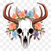 鹿头骨-鹿头骨头骨鹿角花鹿