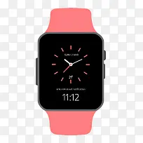 smartwatch-粉色智能手表,带7:30pm显示屏和绿色按钮