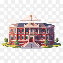 大型砖砌建筑-大型,对称的尖顶砖砌建筑