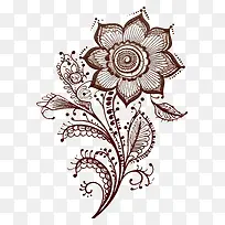 黑白插画-具有深度的复古黑白花卉插画