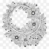 花环-复杂的黑白花环绘图