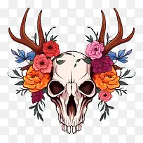 鹿头骨-花环