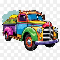 老式卡车-老式卡车多彩卡车复古经典